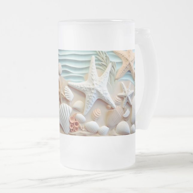 Seashells Beach 3D Mugg - Sip the Ocean Breeze (Framsida höger)