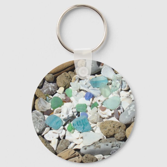 Seashells Beach Ocean Coastal Keychains Sea Glass Nyckelring (Framsida)