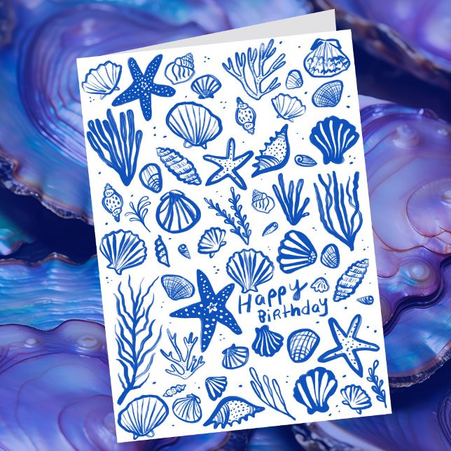 Seashells Beach Snäckorna Ocean Grattis på födelse Kort (Seashells Beach Shells Ocean Happy Birthday Card
)