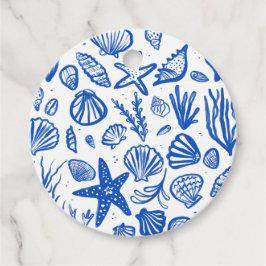Seashells Beach Wedding Blue White ANPASSNINGSBAR Gåvor Etiketter