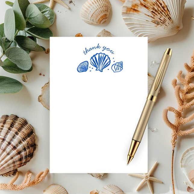 Seashells Beach Wedding Blue White ANPASSNINGSBAR Tack Kort (Seashells Beach Wedding Blue White CUSTOM Thank You Note Card
)
