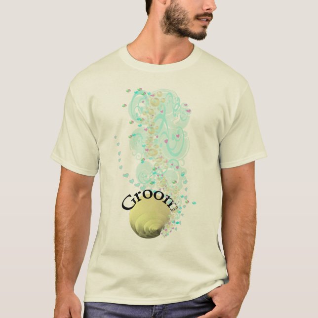 SeaShells Beach Wedding - Grooms T-shirt (Framsida)