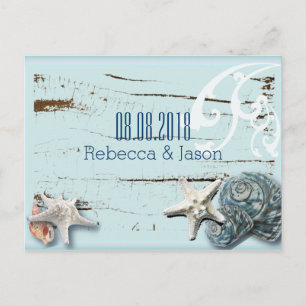 SeaShells Beach Wedding save the date Meddelande Vykort