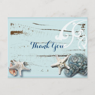 SeaShells Beach Wedding tack Vykort