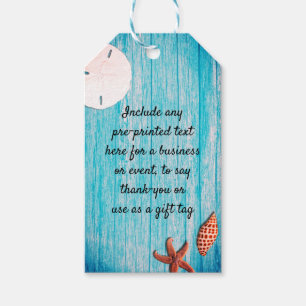 Seashells Blue Wood Business Presentetikett