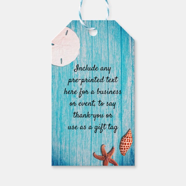 Seashells Blue Wood Business Presentetikett (Framsidan)