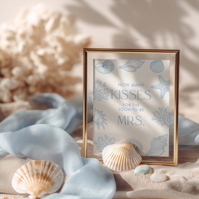 Seashells Bridal Shower How Many Kisses Poster (Skapare uppladdad)