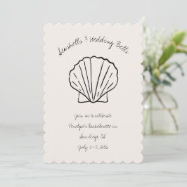 Seashells & Bröllop Klockor Bachelorette Inbjudan