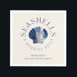 Seashells Bröllop Klockor Bachelorette Party Pappersservett<br><div class="desc">Lägg till en snyggt vid kusten till firande med servetter från Seashells & Bröllop Klockor. Med en elegant nautisk design i färska biskopsblyor är dessa servetter perfekt för party, möhippor och strandmyggor. Med anpassadet fält kan du anpassa ditt meddelande så att det även omfattar bridens namn, händelsemeddelande eller en roligt-fras....</div>