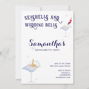 Seashells Bröllop Klockor Beach Cruise Bachelorett Inbjudningar