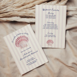 Seashells & Bröllop Klockor Rosa Navy Bachelorette Inbjudningar