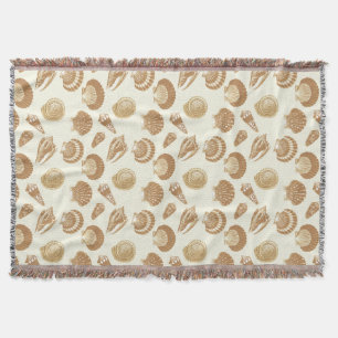 Seashells - Brunt på en beige bakgrund Filt