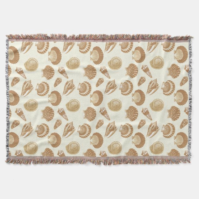 Seashells - Brunt på en beige bakgrund Filt (Framsidan)