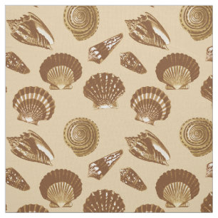 Seashells - Brunt på en beige bakgrund Tyg