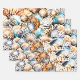 Seashells collage iridescent shimmer strand mönste