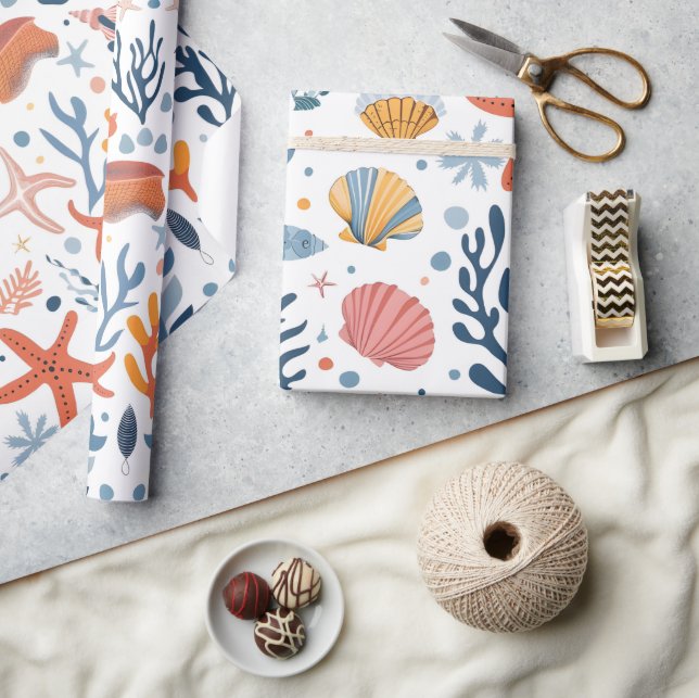 Seashells Coral i sommardagskväll Presentpapper (Hantverk)
