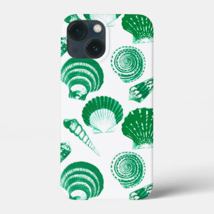 Seashells - emerald grönt på vit bakgrund