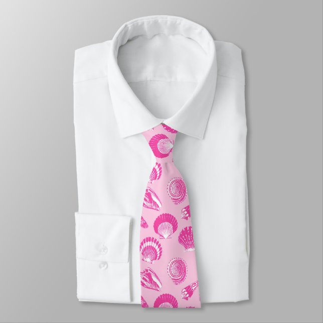 Seashells - Fuchsia rosa och vit Slips (Bunden)