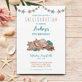 Seashells Girls Beach Birthday Inbjudningar
