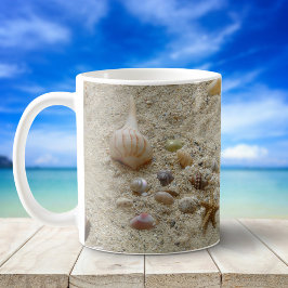 Seashells i Beach Sand Kaffemugg