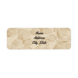 Seashells i Sand Bandana Returadress Etikett
