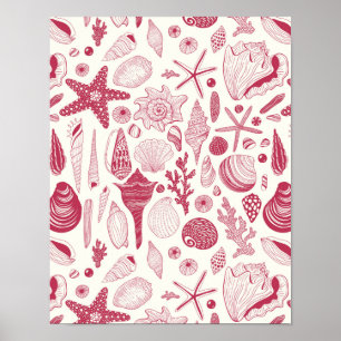 Seashells i Viva Magenta-Färg under 2023 Poster