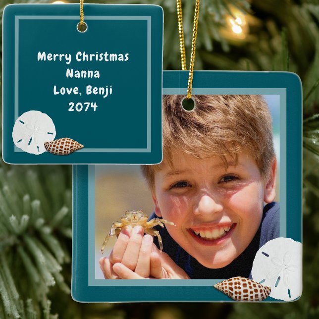 Seashells jul Foto Ornament Sea Blue (Skapare uppladdad)