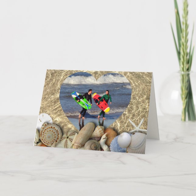 Seashells julfotopapper för fotopappade hälsningsk helgkort (Framsida)