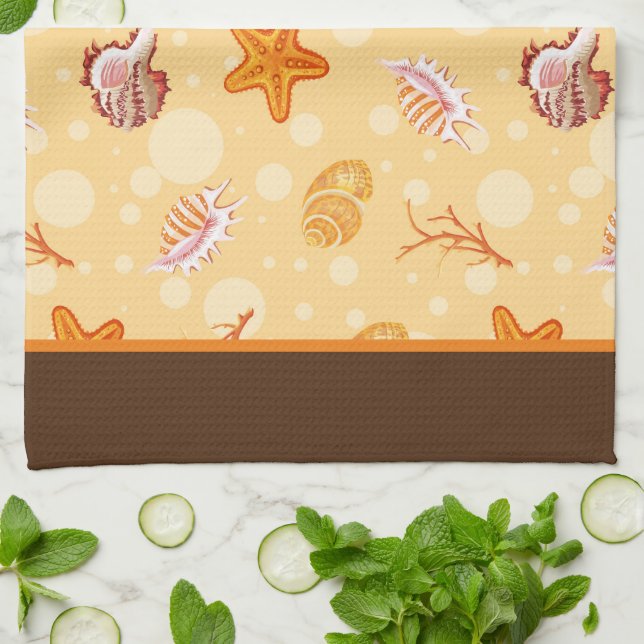 Seashells Kitchen Dish Towel Kökshandduk (Vikta)
