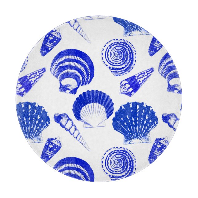 Seashells - koboltblå på vit bakgrund (Framsidan)