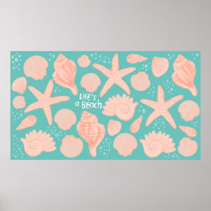 Seashells Life är en Beach Rosa Snäckor Illustrati Poster