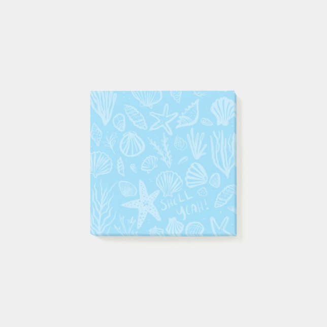 Seashells Light Blue Beach SNÄCKA YEAH Post-it Block (Framsida)