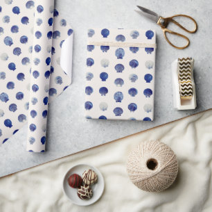 Seashells Modern blå Nautiska havet Presentpapper