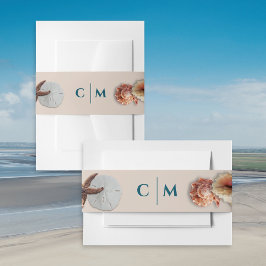 Seashells Monogram Initialer Bröllop Band För Inbjudningskort