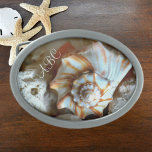 Seashells Monogrammed Coastal Beach<br><div class="desc">Ett naturligt vackert foto-bälte-låsbeslag med en gräddvit och jordisk orange naturligt årstidsförlopp med personlig Monogram eller Initialer. Det här är en originalbild av stranden av JLW_PHOTOGRAPHY.</div>