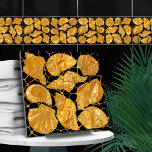 Seashells mönster - guld och svart kakelplatta<br><div class="desc">Seashells mönster - guld och svart</div>