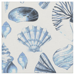Seashells Mönster i Blue Tyg