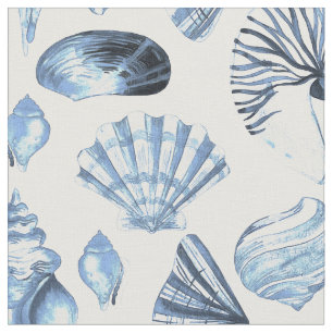 Seashells Mönster i Blue Tyg