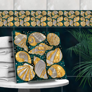 Seashells mönster - marmor från akvarier, pärlor o kakelplatta