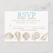 Seashells Nautical Beach Wedding Tan/Aqua OSA Tan/