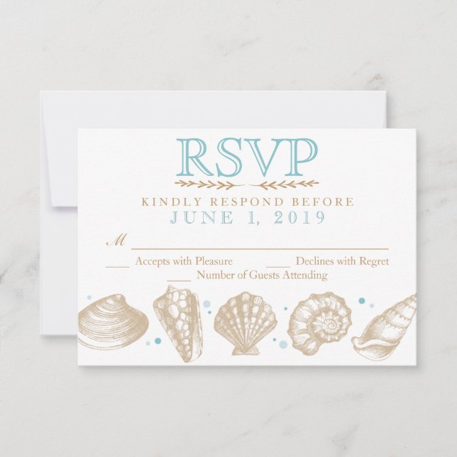 Seashells Nautical Beach Wedding Tan/Aqua OSA Tan/ (Framsida)