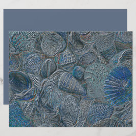 Seashells Ocean Beach Blue Metallic Decoupage
