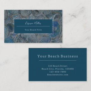 Seashells Ocean Beach Blue Metallic Modern Visitkort