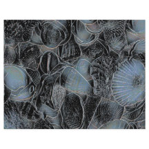 Seashells Ocean Beach Pastel Blue Black Decoupage
