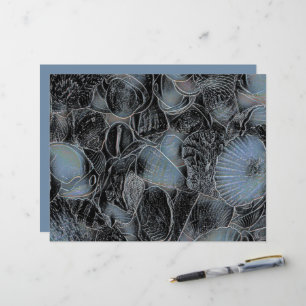 Seashells Ocean Beach Pastel Blue Black Decoupage