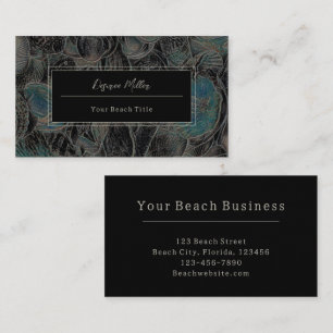 Seashells Ocean Beach Teal Black Modern Visitkort