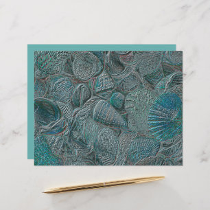 Seashells Ocean Beach Teal Grått Metallic