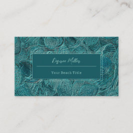 Seashells Ocean Beach Teal Metallic Stil Visitkort