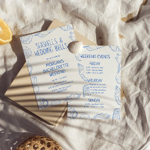 Seashells och Bröllop Klockor Bachelorette Helg Inbjudningar