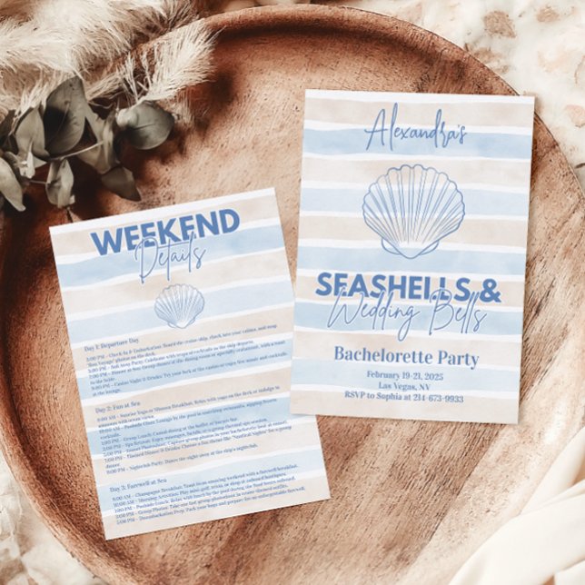 Seashells och Bröllop Klockor Bachelorette Inbjudningar (Skapare uppladdad)
